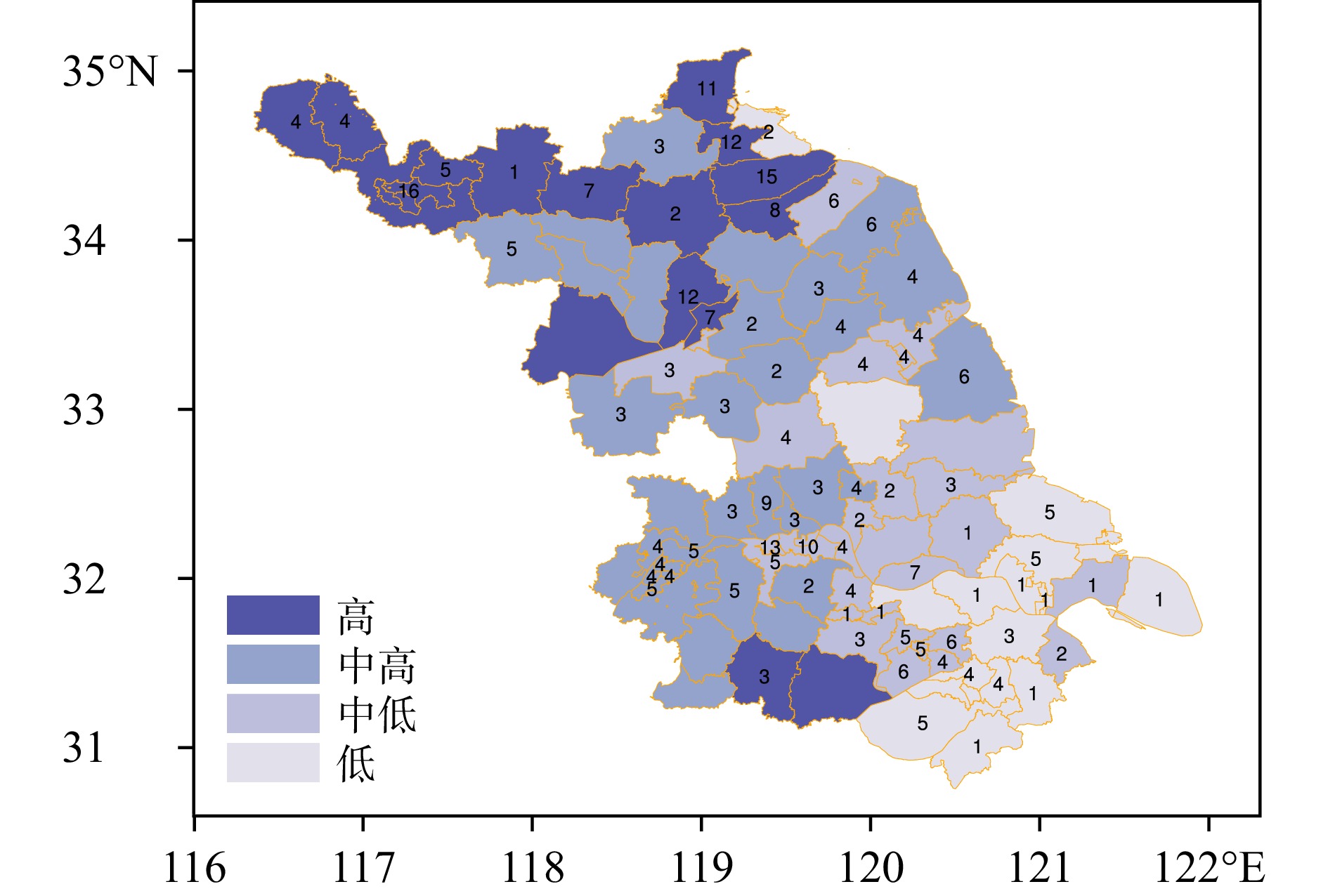 1961—2020年江苏省4种极端低温事件的Morlet小波功率谱（a. 寒潮，b. 霜冻，c. 低温阴雨寡照，d. 冰冻；左图为各年的小波 功率谱，网状阴影代表通过95%信度水平检验，灰色V型阴影区域为边缘效应影响；右边曲线为全周期小波频率谱）